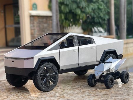 1:24 Diecast Tesla Pickup Truck with Quad Bike Hot on Sale