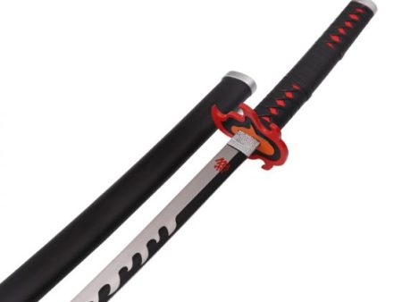 Demon Slayer  Tanjiro Kamado V2 - Fire Breath Black Nichirin  Style Sword with Scabbard on Sale