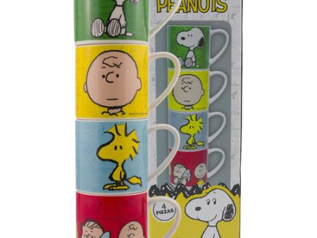 Fun Kids Tarro: Charlie Brown - Juego De 4 Tarros Apilables De Porcelana - Snoopy 330 Ml Hot on Sale