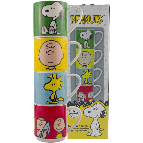 Fun Kids Tarro: Charlie Brown - Juego De 4 Tarros Apilables De Porcelana - Snoopy 330 Ml Hot on Sale