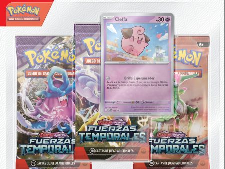 Pokemon TCG Escarlata y Purpura: Fuerzas Temporales - Booster Blister Cleffa o Cyclizar 3 Pack En Español Supply